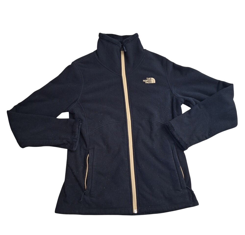 The North Face Jacket Adult Women's Medium Black Yellow Full Zip Fux Fur Coat